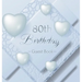 80th Birthday Guest Book: An Elegant Silver & White Frosted Heart Keepsake for a 80th Birthday - Square Hardcover Guest Sign-In Book with 105 Pages fo