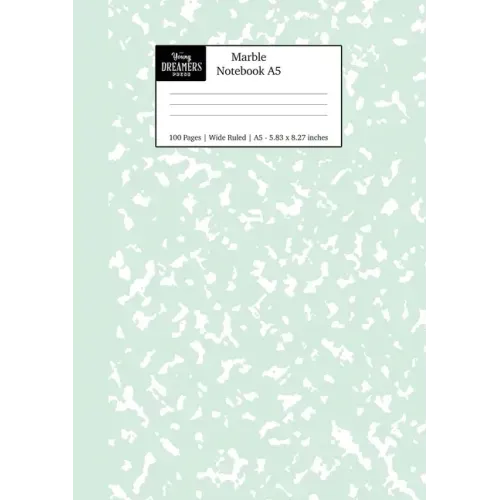 Marble Notebook A5: Mint Green Marble Wide Ruled Journal