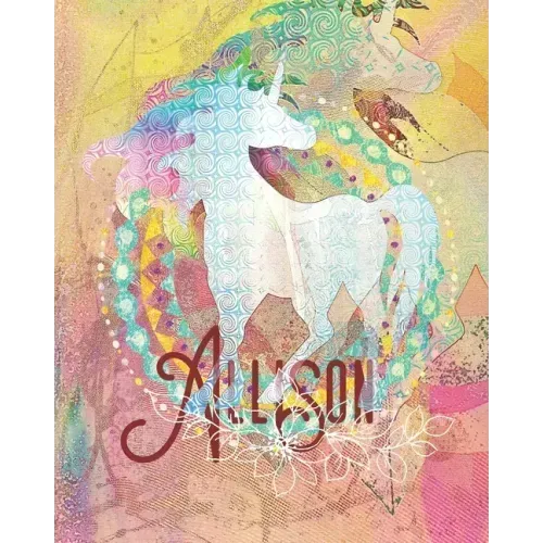Allison: Colorful Rainbow Unicorn - 100 Pages 8"X10" Girl's Composition Wide Ruled Notebook