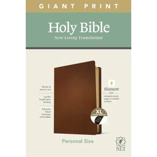 NLT Personal Size Giant Print Bible, Filament Enabled Edition (Red Letter, Genuine Leather, Brown, Indexed)