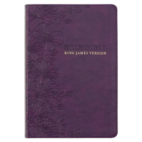 KJV Bible Thinline Large Print (Faux Leather, Purple Floral)