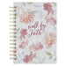 Christian Art Gifts Inspirational Journal, Walk by Faith Wide Ruled Notebook, 2 Corinthians 5:7 Bible Verse, Pink W/ White Florals, 192 Lined Pages W/