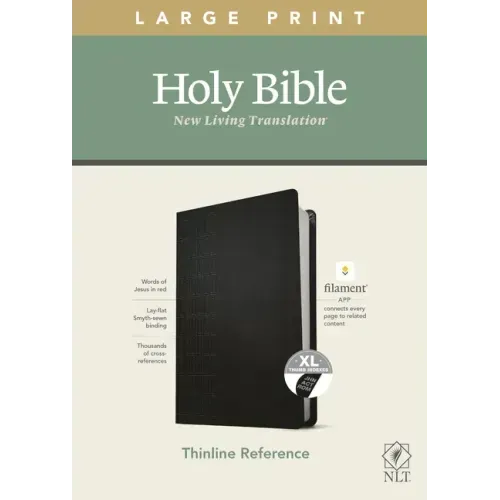 NLT Large Print Thinline Reference Bible, Filament Enabled Edition (Red Letter, Leatherlike, Black, Indexed)