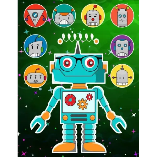 Robots Sticker Album 2 For Boys: 100 Plus Pages For PERMANENT Sticker Collection, Activity Book For Boys - 8.5 by 11