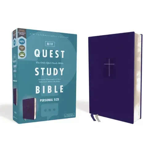 Niv, Quest Study Bible, Personal Size, Leathersoft, Blue, Comfort Print: The Only Q and A Study Bible