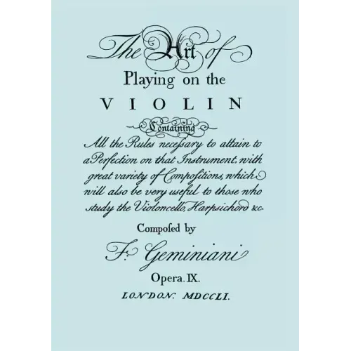 The Art of Playing on the Violin. [Facsimile of 1751 edition].