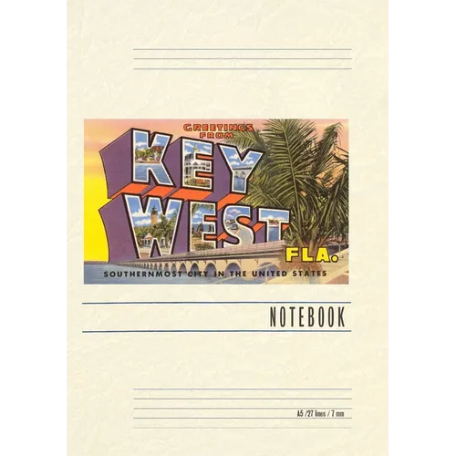 Vintage Lined Notebook Greetings from Key West, Florida