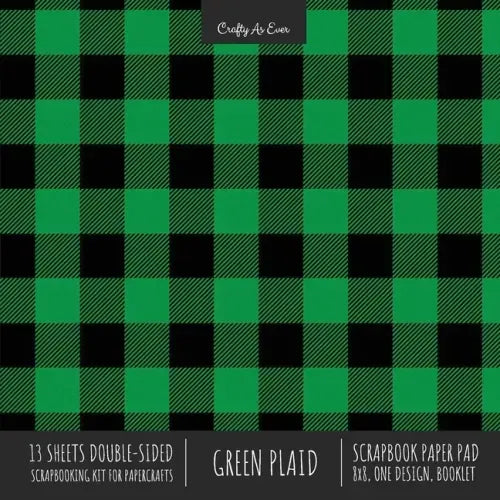 Green Plaid Scrapbook Paper Pad 8x8 Decorative Scrapbooking Kit for Cardmaking Gifts, DIY Crafts, Printmaking, Papercrafts, Check Pattern Designer Pap