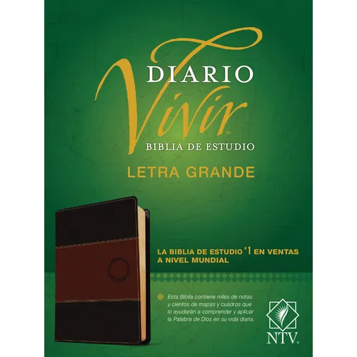 Biblia de Estudio del Diario Vivir Ntv, Letra Grande (Sentipiel, Café/Café Claro, Índice, Letra Roja)