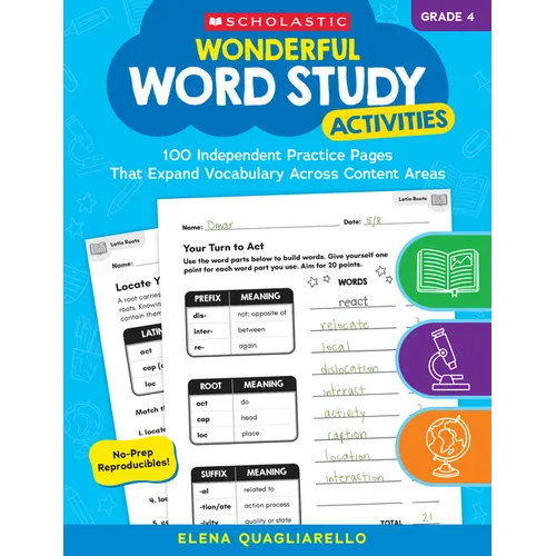 Wonderful Word Study Activities: Grade 4: 100 Independent Practice Pages That Expand Vocabulary Across Content Areas