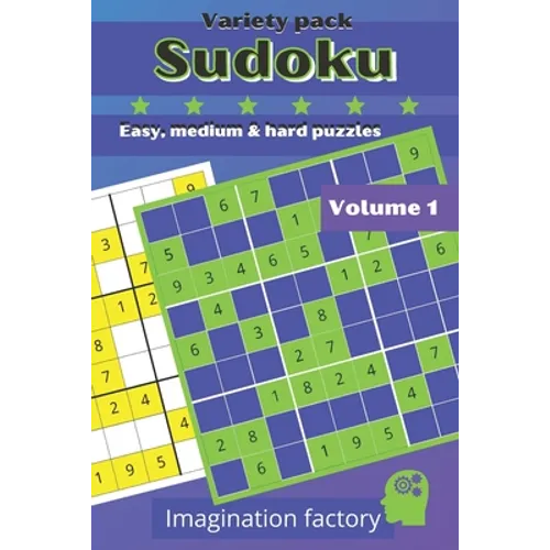 Sudoku variety pack. Easy, medium & hard puzzles: 100 puzzles. 6x9 travel size. Easy to carry