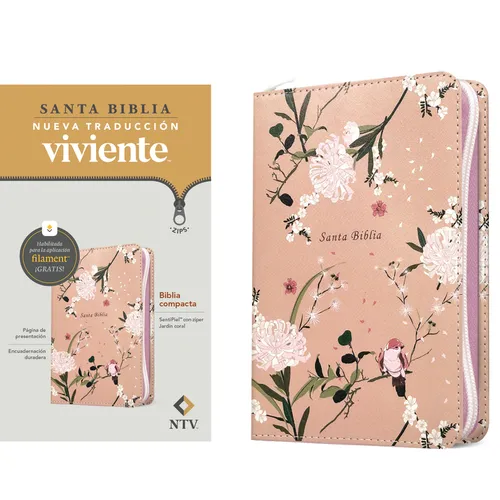 Biblia Compacta Ntv de Zíper, Con Filament (Sentipiel, Jardín Coral)