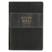 KJV Study Bible, Large Print King James Version Holy Bible, Thumb Tabs, Ribbons, Vegan Leather, Black/Gray Two-Tone
