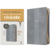 Biblia de Referencia En La Columna Central Ntv, Letra Grande de Zíper Con Filament (Sentipiel, Gris, Letra Roja)