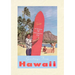 Vintage Lined Notebook Greetings from Hawaii, Long Board with Temperatures