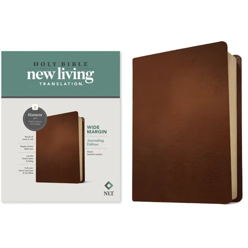NLT Wide Margin Bible, Filament Enabled (Genuine Leather, Brown, Red Letter)