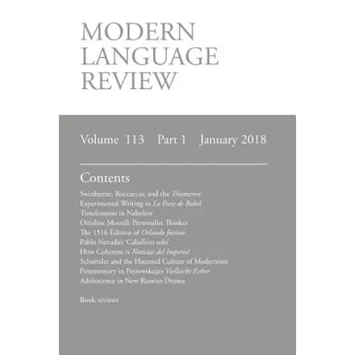 Modern Language Review (113: 1) January 2018