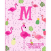 Composition Notebook M: Pink Flamingo Initial M Composition Wide Ruled Notebook