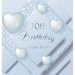 70th Birthday Guest Book: An Elegant Silver & White Frosted Heart Keepsake for a 70th Birthday - Square Hardcover Guest Sign-In Book with 105 Pages fo