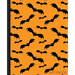 Notebook: Bat Composition Notebook with Orange and Black Halloween Theme- 7.5 x 9.25-110 Pages-Wide-Ruled- Perfect Gift for Hall
