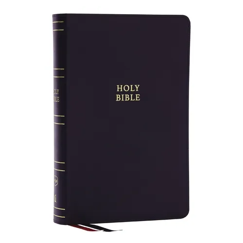 Nkjv, Single-Column Reference Bible, Verse-By-Verse, Black Bonded Leather, Red Letter, Comfort Print