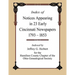 Index of Notices Appearing in 23 Early Cincinnati Newspapers 1793 - 1853