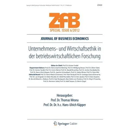 Unternehmens- Und Wirtschaftsethik in Der Betriebswirtschaftlichen Forschung
