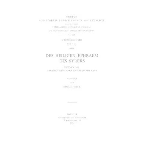 Des Heiligen Ephraem Des Syrers Hymnen Auf Abraham Kidunaya Und Julianos Saba. Syr. 141: V.
