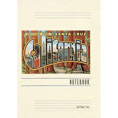 Vintage Lined Notebook Greetings from Santa Cruz, California, Redwoods