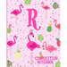 Composition Notebook R: Pink Flamingo Initial R Composition Wide Ruled Notebook
