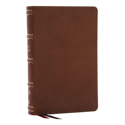 Nkjv, Single-Column Reference Bible, Verse-By-Verse, Brown Genuine Leather, Red Letter, Comfort Print
