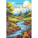 Lanscape Coloring Book for Adults with fields, mountains, ocean, flowers, forests and cozy houses