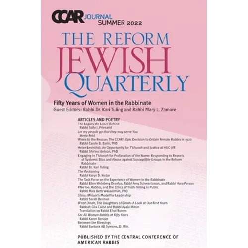 CCAR Journal: The Reform Jewish Quarterly: Summer 2022: Fifty Years of Women in the Rabbinate