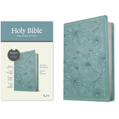 KJV Thinline Reference Bible, Filament Enabled (Leatherlike, Floral Leaf Teal, Red Letter)
