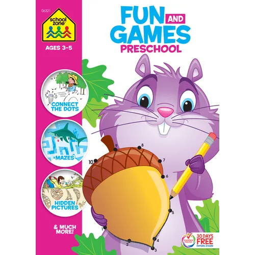 School Zone Fun and Games Preschool Activity Workbook
