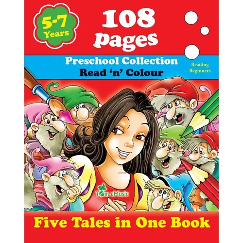 Five Tales in One Book: Read 'n' Color Your Fairy Tale - Preschool Collection - Coloring Picture Book for Beginner and Intermediate Readers (5-7 Years