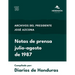 Archivos del Presidente José Azcona: Notas de prensa, Julio-Agosto 1987