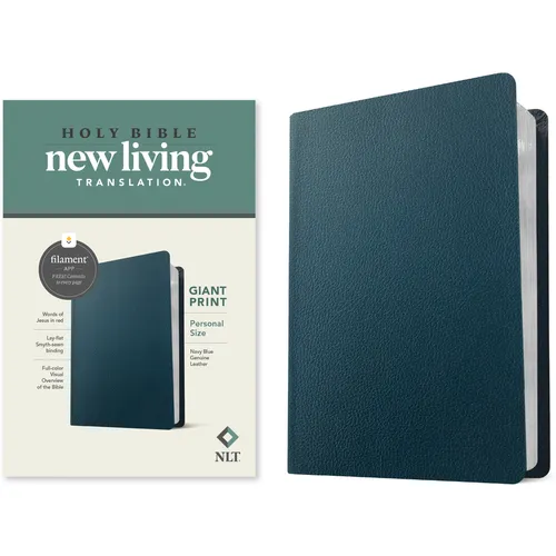NLT Personal Size Giant Print Bible, Filament Enabled (Genuine Leather, Navy Blue, Red Letter)
