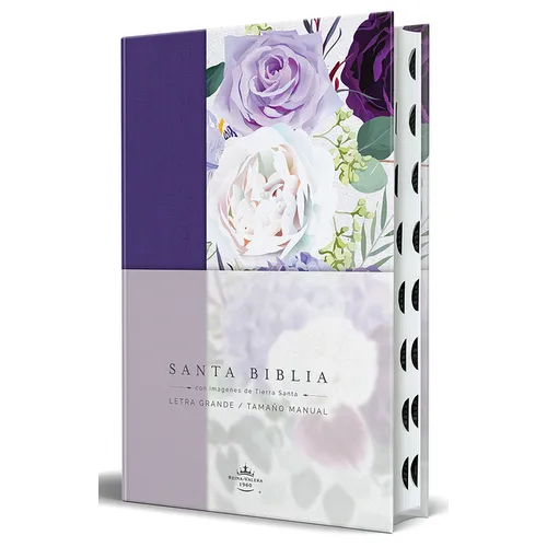 Biblia Rvr1960 Tapa Dura Y Tela Morada Con Flores Tamaño Manual Con Índice / Spanish Bible Rvr 1960, Hardcover, Purple Cloth with Flowers, Handy Size