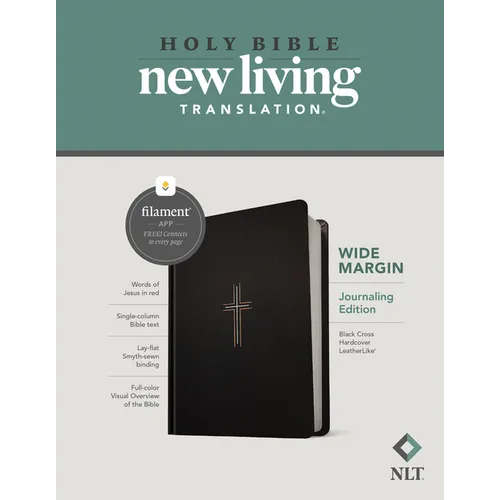 NLT Wide Margin Bible, Filament Enabled (Hardcover Leatherlike, Black Cross, Red Letter)