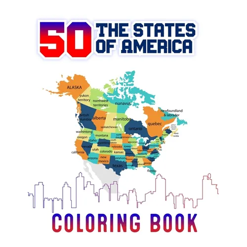 50 The States of America Coloring Book: Fifty State Maps with Capitals and Symbols like Motto Bird Mammal Flower Insect Butterfly or Fruit Perfect Eas