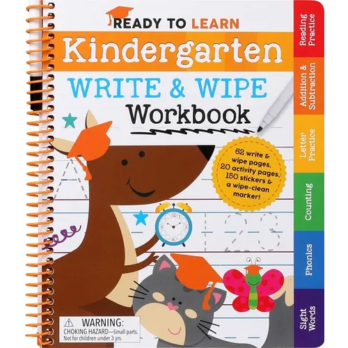 Ready to Learn: Kindergarten Write and Wipe Workbook: Addition, Subtraction, Sight Words, Letter Sounds, and Letter Tracing