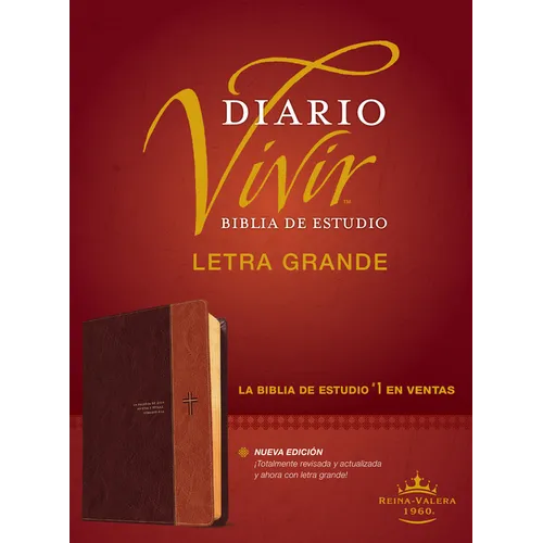 Biblia de Estudio del Diario Vivir Rvr60, Letra Grande (Letra Roja, Sentipiel, Café/Café Claro, Índice)