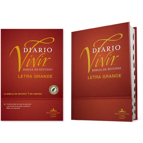 Biblia de Estudio del Diario Vivir Rvr60, Letra Grande (Letra Roja, Tapa Dura, Índice)