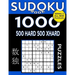Sudoku Book 1,000 Puzzles, 500 Hard and 500 Extra Hard: Sudoku Puzzle Book with Two Levels of Difficulty to Improve Your Game