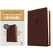 Biblia de Referencia En La Columna Central Ntv, Letra Grande Con Filament (Sentipiel, Café, Letra Roja)