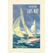 Vintage Lined Notebook Greetings from Cape May, New Jersey, Sailboats