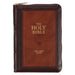 KJV Bible Compact (Faux Leather, Burgundy/Saddle Tan W/Zipper)