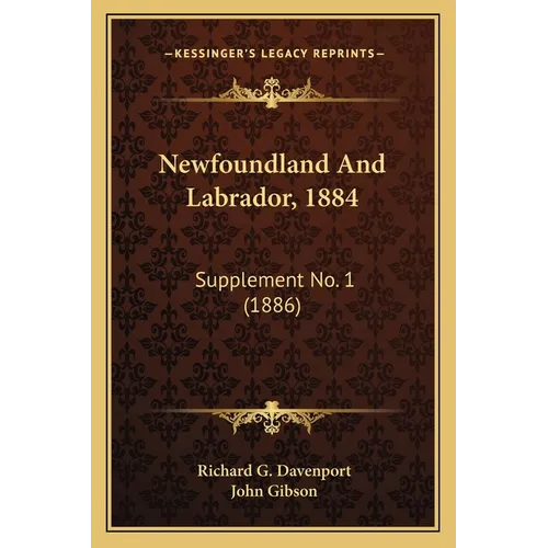Newfoundland And Labrador, 1884: Supplement No. 1 (1886)